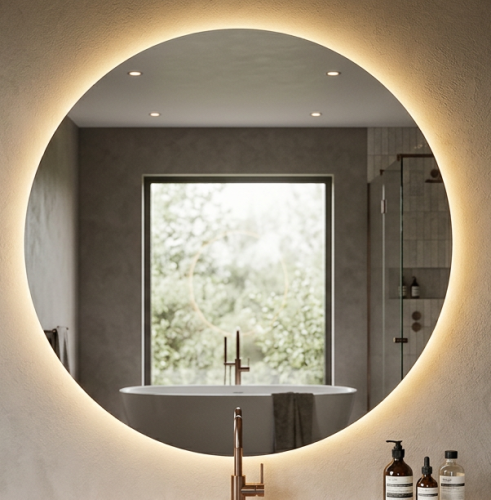 Wandspiegiel warm 70 cm runde mirror lustro ciepła barwa LED IP44.png