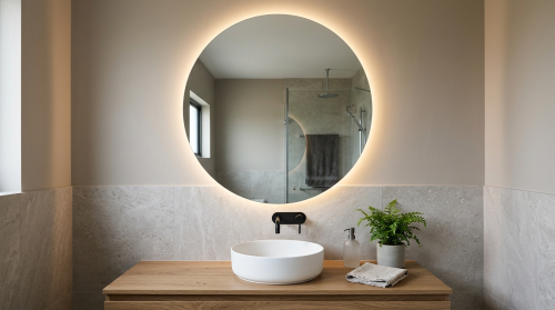 Wandspiegiel warm 70 cm runde mirror lustro ciepła barwa LED IP44 NEU.png