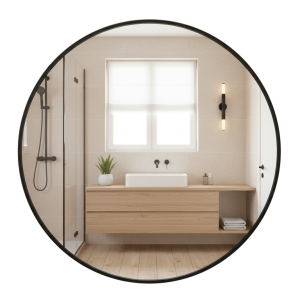 Lustro okrągłe 80 cm drewniane loftowe czarne BD art  