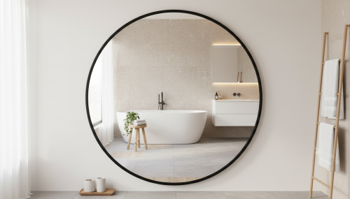spiegiel mirror 80 schwarz black czarne holz rahmen bad zimmer.png