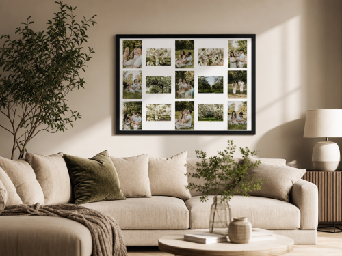Ramka na zdjęcie-multiramka-50x70-czarna-elegancka-Na prezent- na przyjęcie-do salonu-dla rodziny