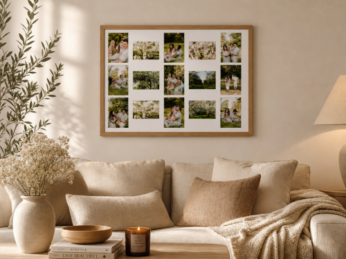 Ramka na zdjęcie-multiramka-50x70-dębowa-elegancka-Na prezent- na przyjęcie-do salonu-dla rodziny-