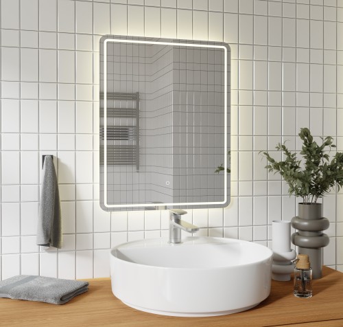 Lustro łazienkowe 60x80 Olja New Prostokątne z oświetleniem LED IP 44 z piaskowaniem BD Art