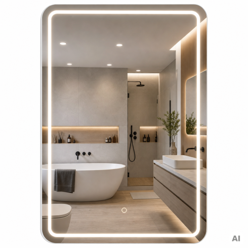Lustro łazienkowe 60x80 Olja New Prostokątne z oświetleniem LED IP 44 z piaskowaniem BD Art