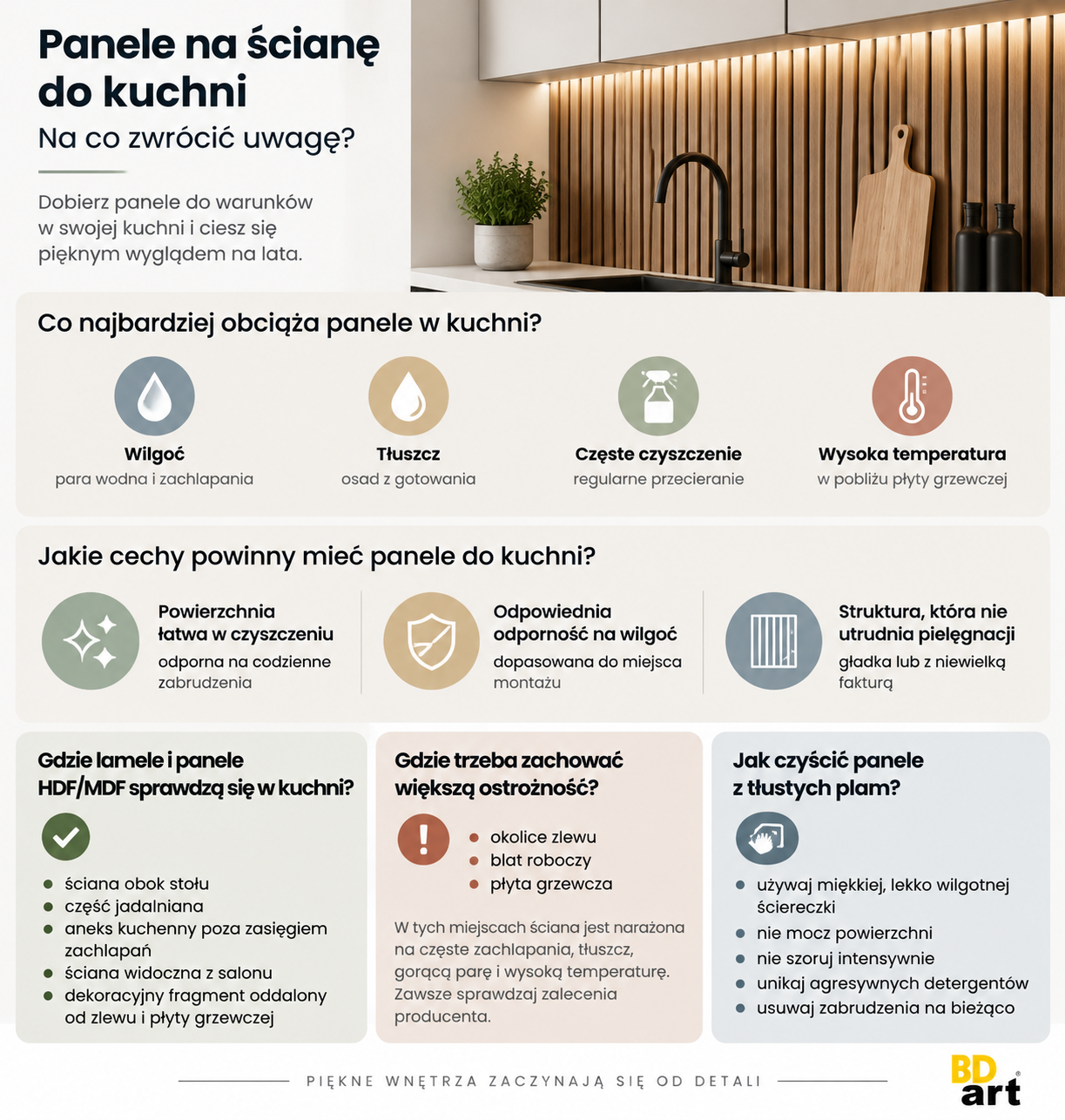 lamele na ścianę w kuchni